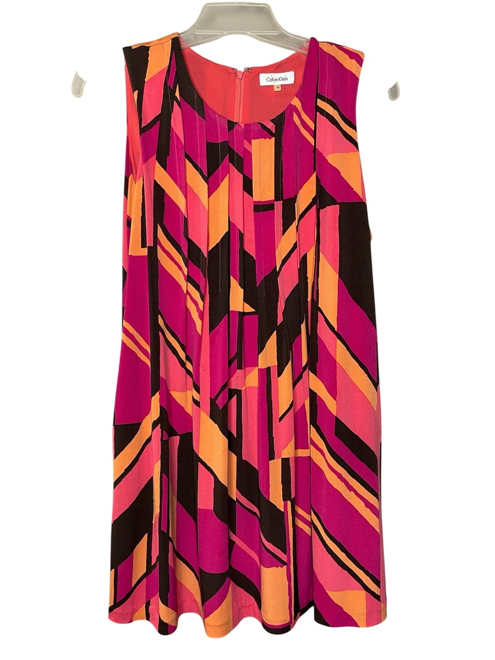 Calvin Klein Colorblock Sleeveless Dress in Magenta, Orange & Black Sz M